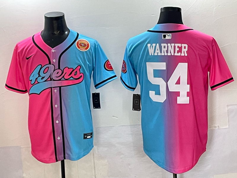 Men 2025 San Francisco 49ers #54 Warner Pink Blue pink Nike Limited NFL Jersey #00 8->san francisco 49ers->NFL Jersey